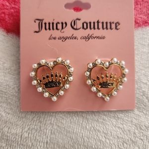 JUICY COUTURE Heart-Shaped Pearl and Rhinestone Stud Earrings